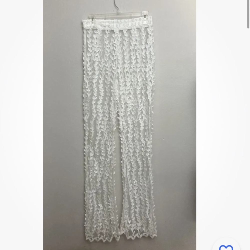 5-31 Pretty Little thing white Pants Sheer Embroidered 6 Coverup